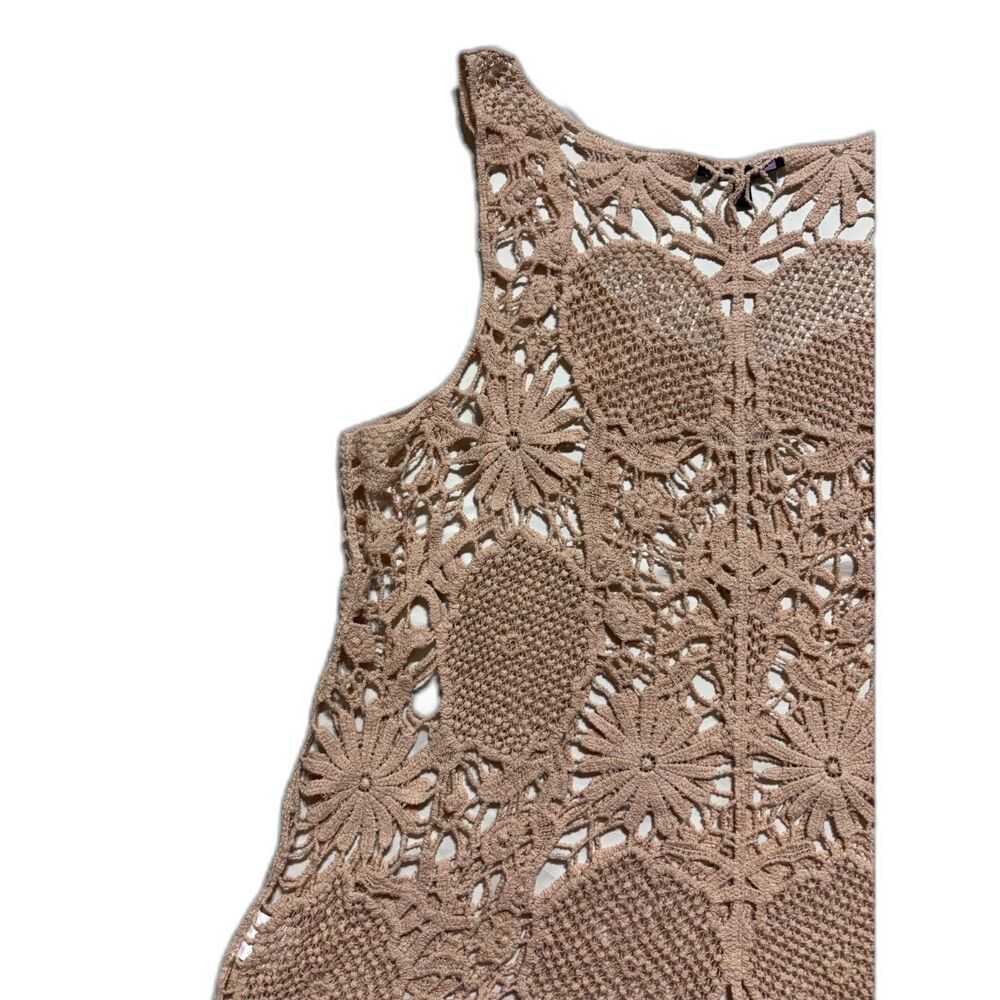 Olivia Sky Cotton Crochet Tank Top Boho Open Knit Floral Medallion Size XL - Picture 8 of 14